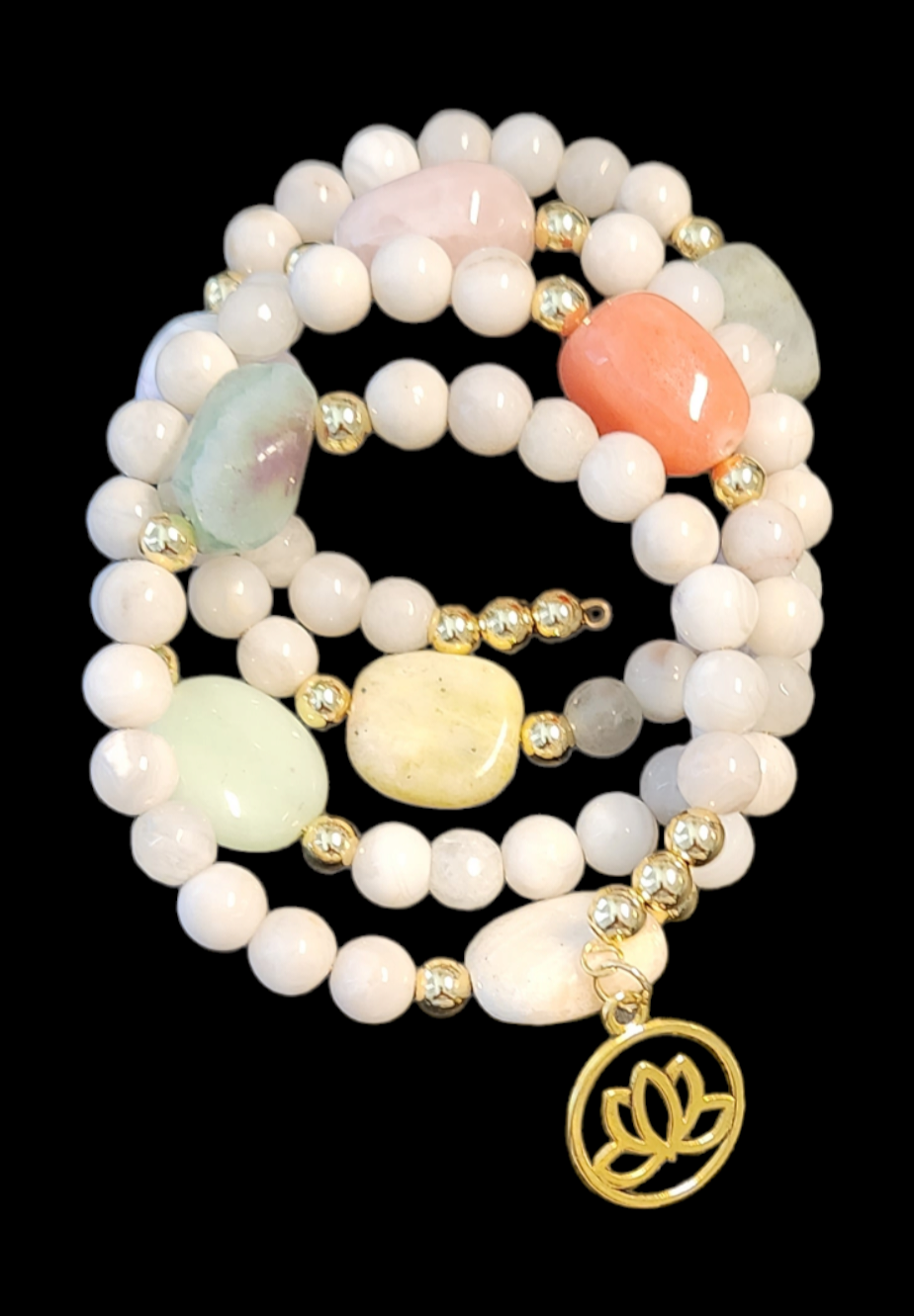 White Agate Multi Crystal wrap bracelet