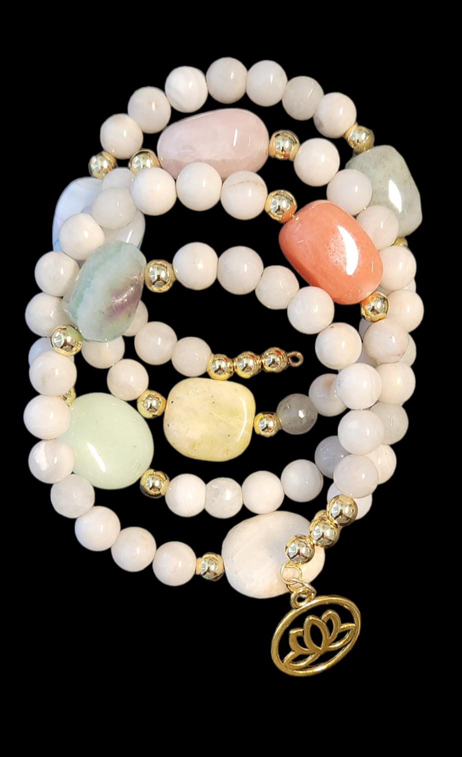 White Agate Multi Crystal wrap bracelet