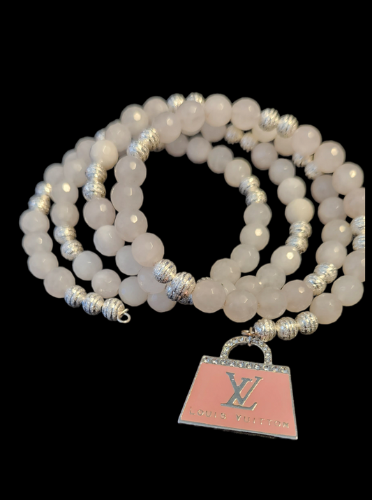 Rose Quartz "LV" wrap bracelet