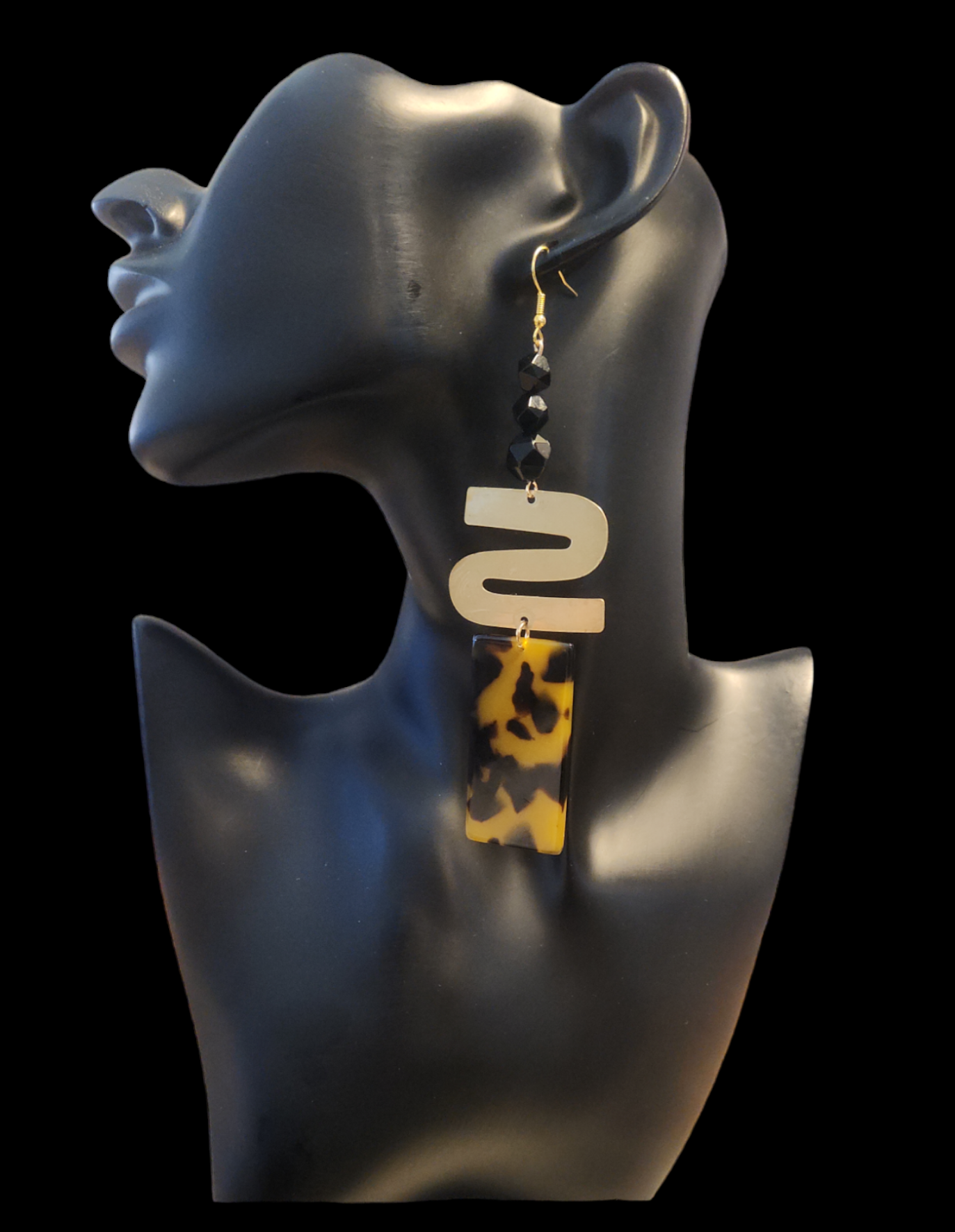 Onyx, Tortoise Shell earrings