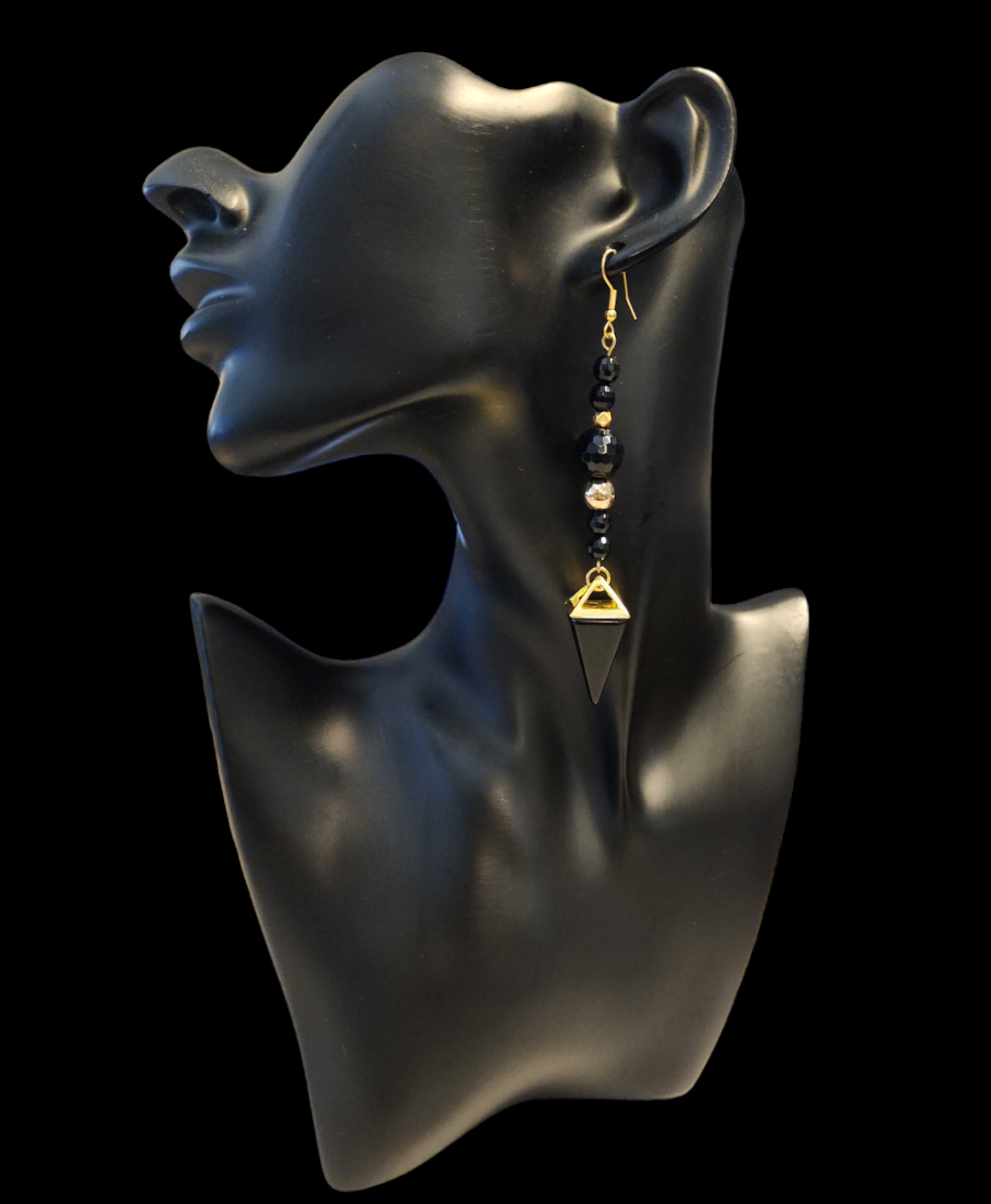 "ON POINTE" Gold tone drop earrings