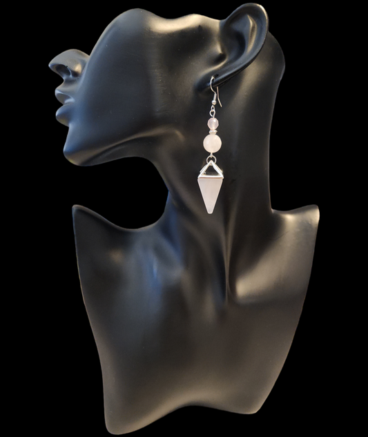 "ON POINTE" Silver tone drop earrings