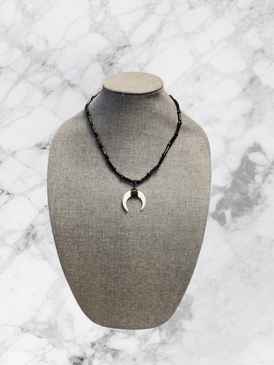 Black Agate Horn Necklace