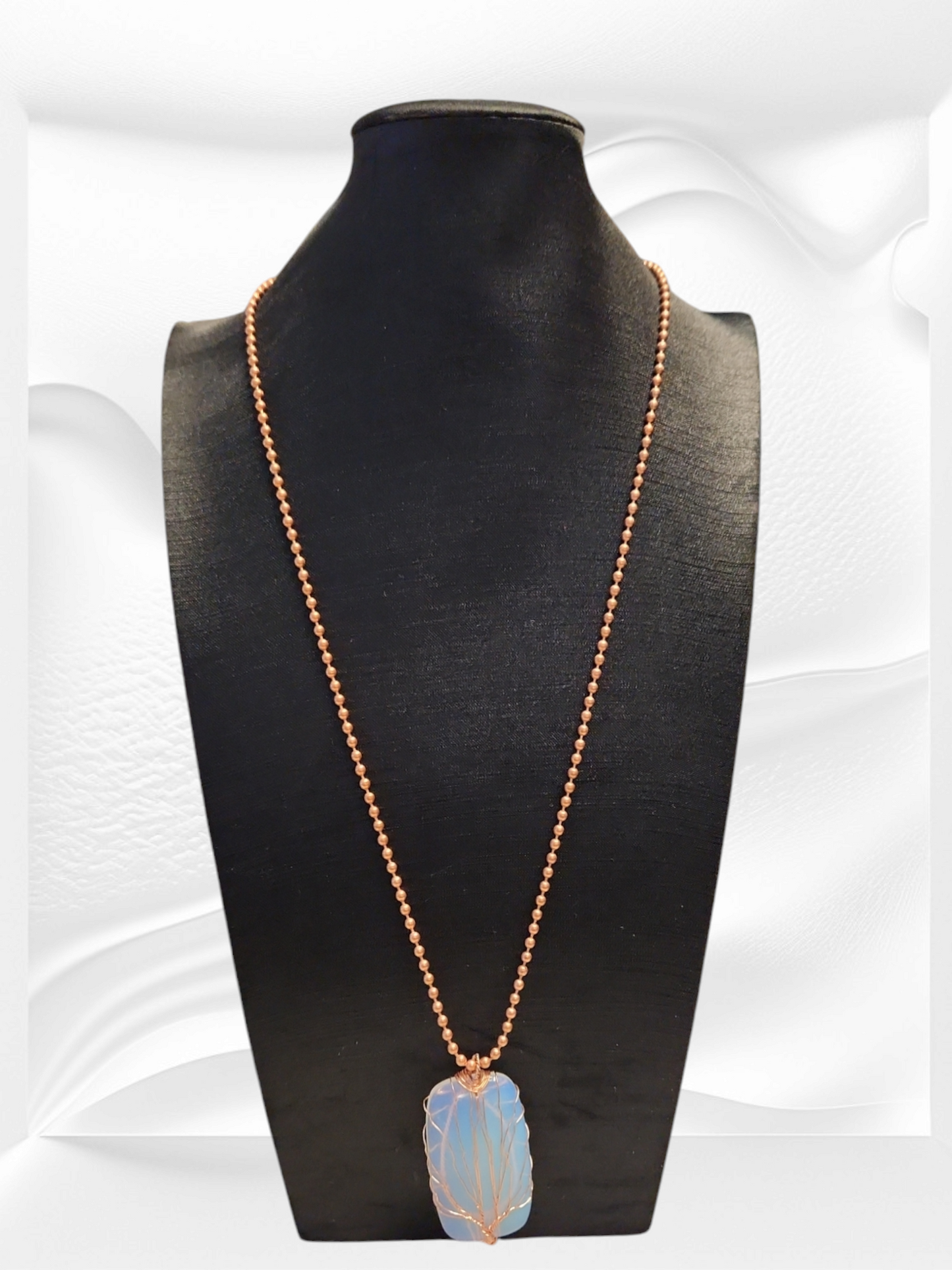 Wrapped Tree of life Opalite Copper necklace