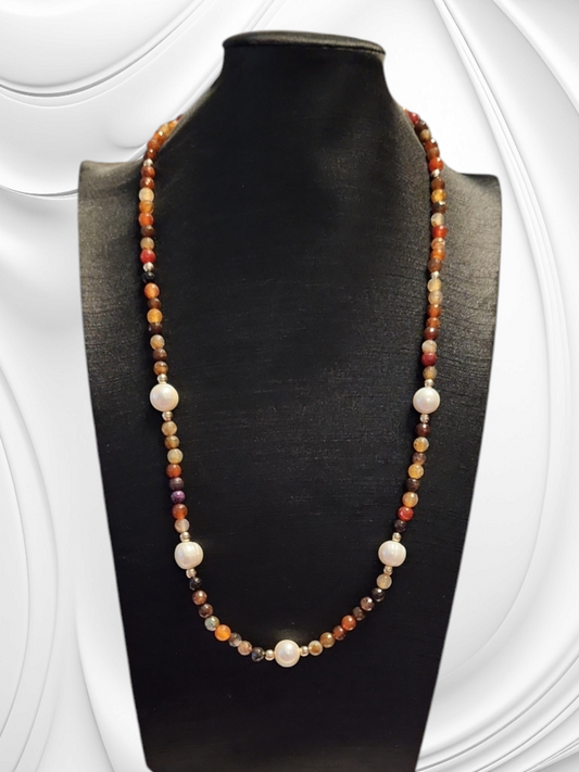 Fresh Water Pearl and Agate Necklace