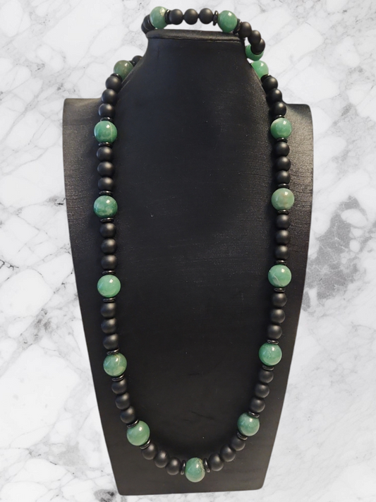 Green Aventurine & Matte Onyx set