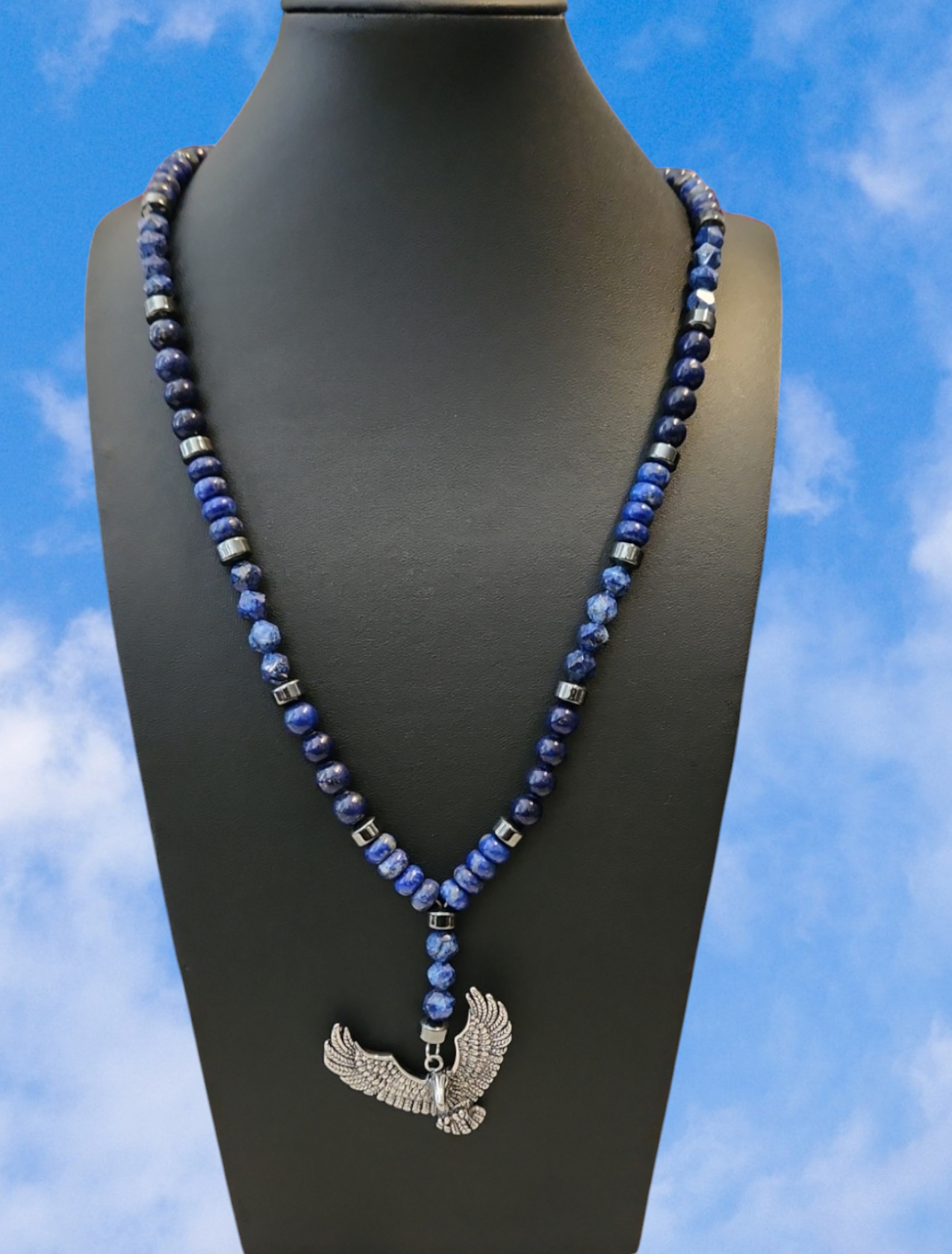 Lapis Lazuli Eagle "Y" Necklace