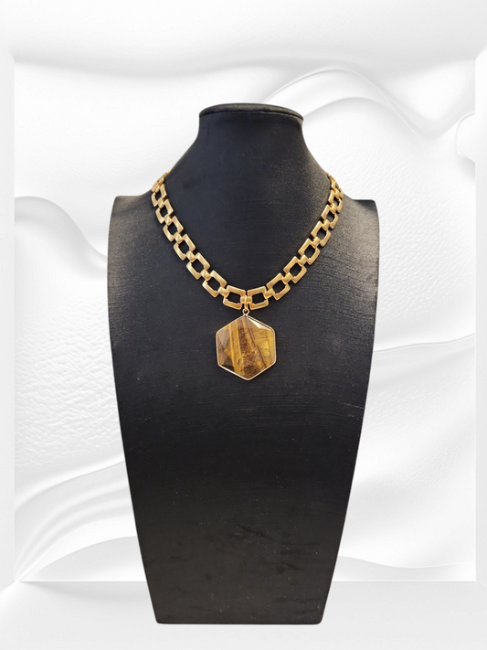 Tiger's Eye Hexagon Choker