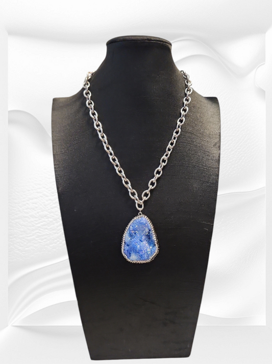 Blue Agate Geode Necklace