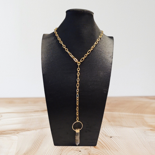 Grey Quartz "Y" Necklace