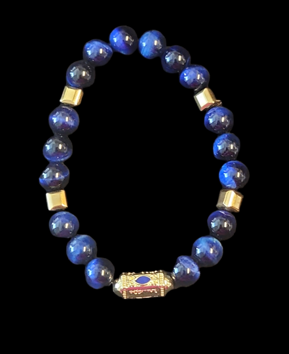 Blue Tiger's eye and gold bracelet